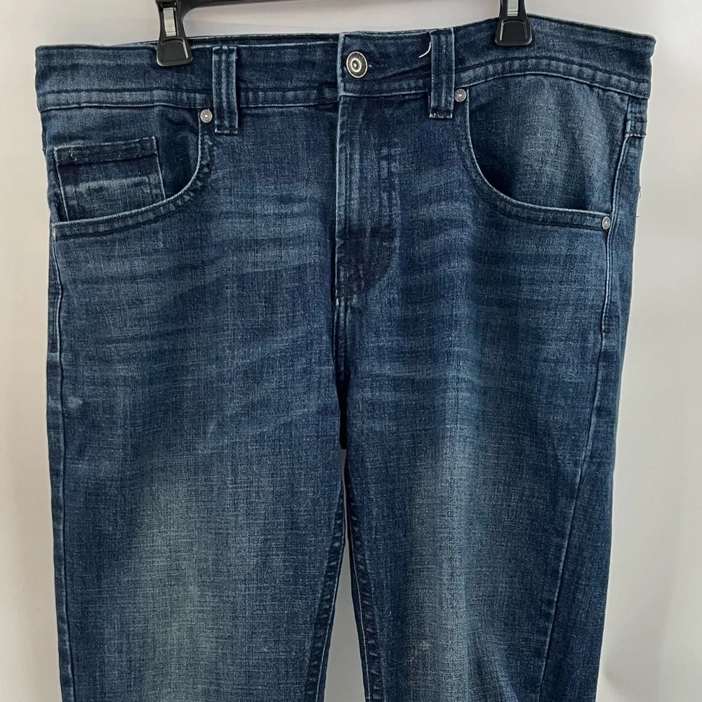 TK Axel Men's 38 x 32 Slim Boot Dark Wash Denim Blue Jeans - Picture 3 of 5
